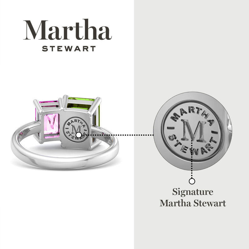 Martha Stewart 3 1/4ctw. Pink Sapphire & Peridot Two Stone Ring In Sterling Silver image number null
